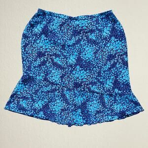 Blue floral asymmetric trumpet skirt, bohemian hippie fairy boho chic